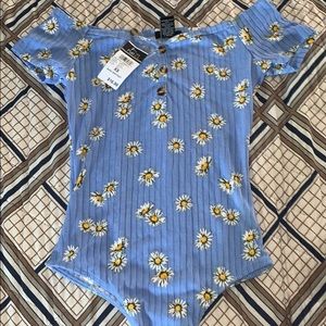 Blue with Flowers Body suit from Rue 21